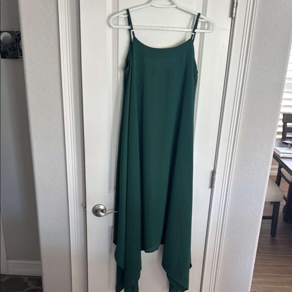 SHEIN Green Asymmetrical Spaghetti Strap Dress